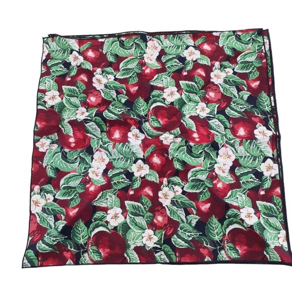 VTG 100% Cotton Napkins Bright Bold Apples Blossoms 17" Square 4 pc Fall Harvest